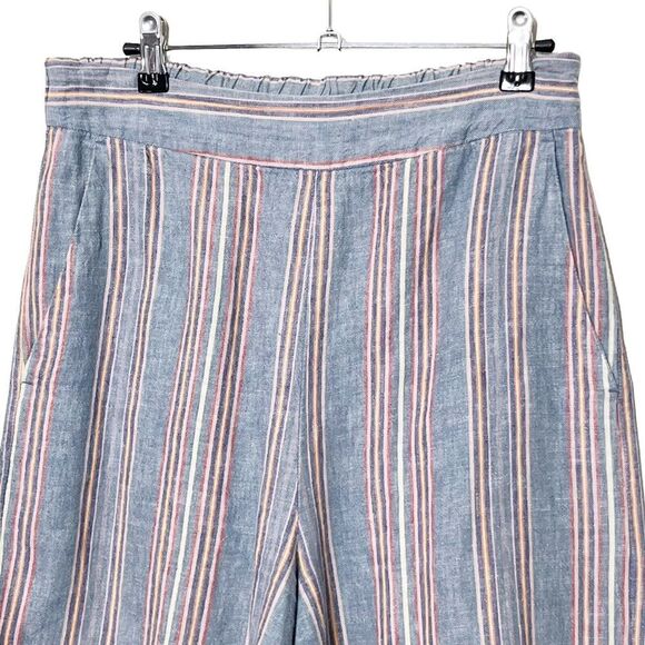 Madewell Huston Crop Pants Women’s Size Medium Rainbow Stripe Tall Pull-On Wide - Picture 4 of 13